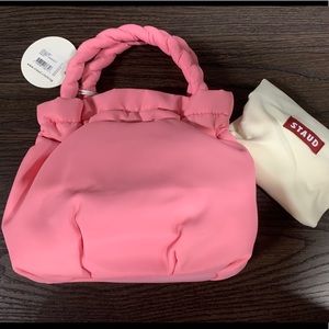 Staud Stella Plaited-Handle Drawstring Bag In Grapefruit